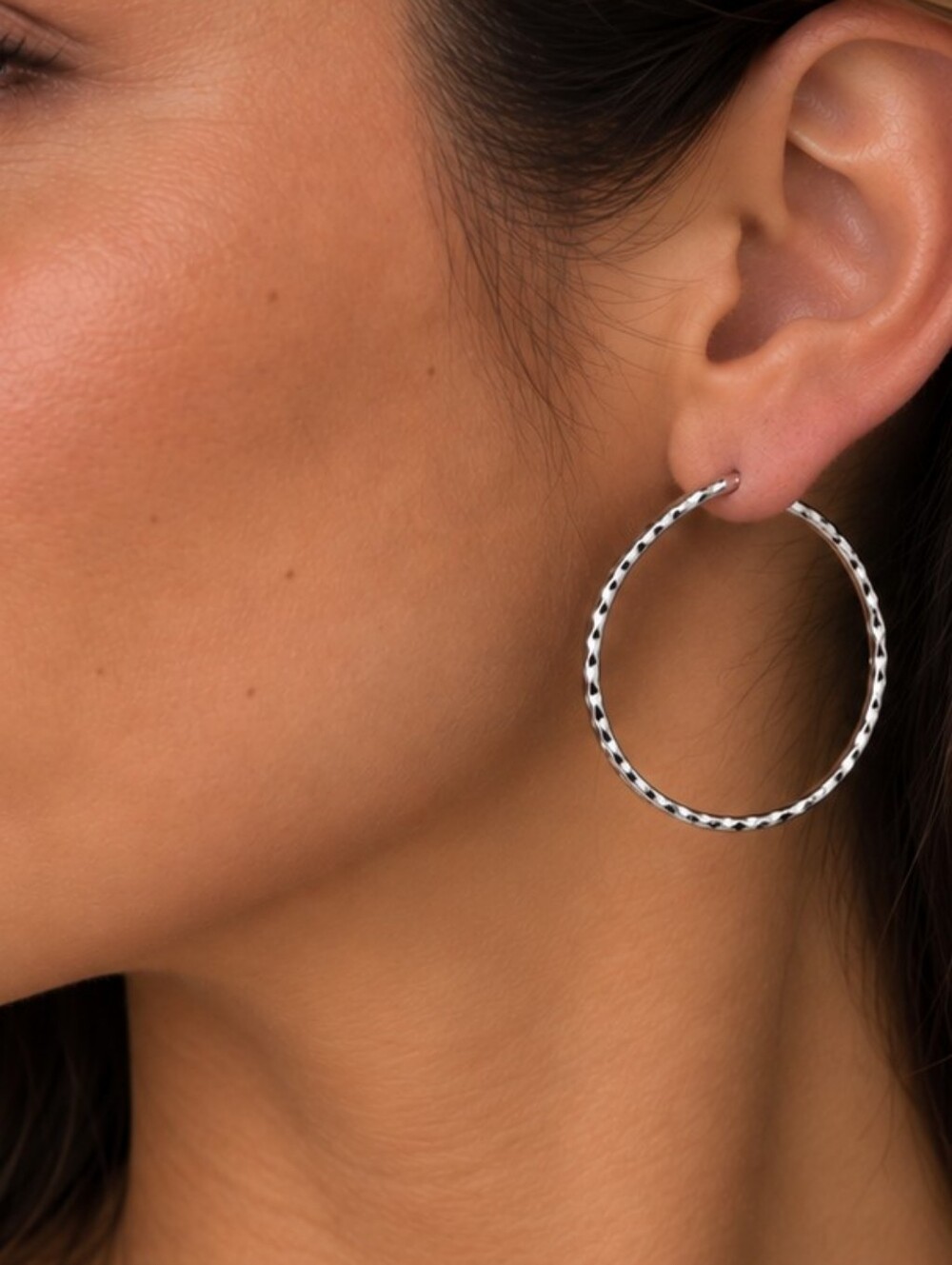 💎 Plero 6 Pair Silver Tone Textured Hoop Earrings Graduated Size Set NWOT